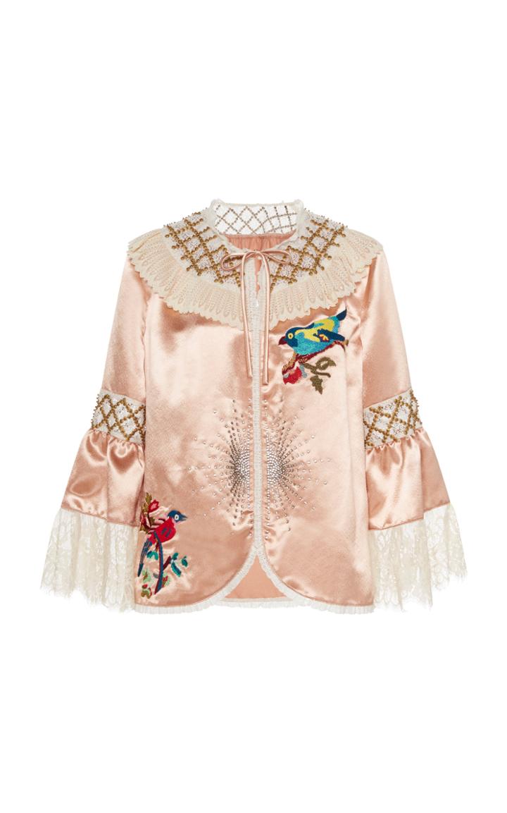 Anna Sui Shangri-la Satin Burnout & Crinkle Chiffon Dress