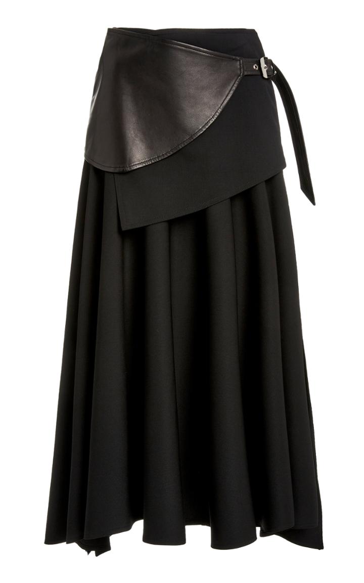Proenza Schouler Leather-detailed Wool Wrap Skirt