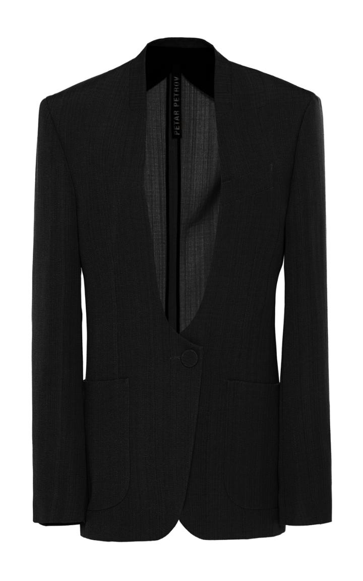 Moda Operandi Petar Petrov Jaclyn Collarless Silk-blend Blazer Size: 34