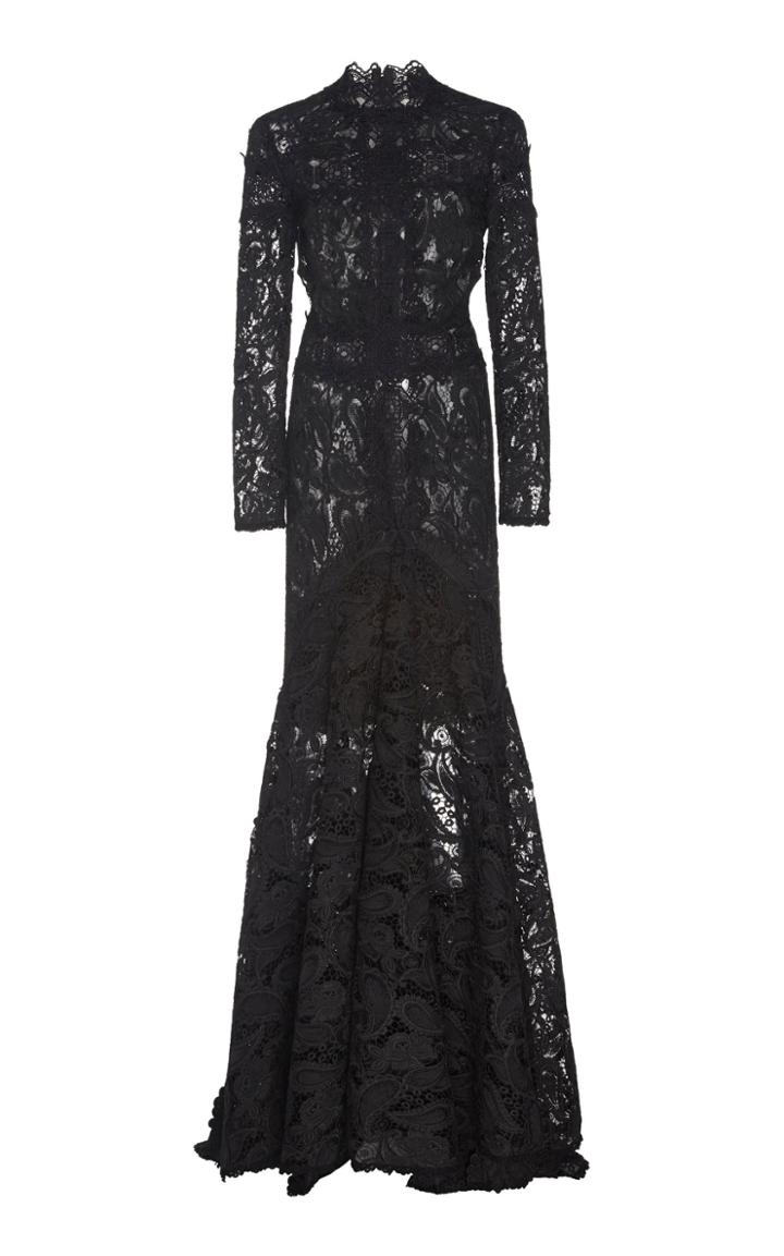 Costarellos Guipure Lace Handkerchief Dress