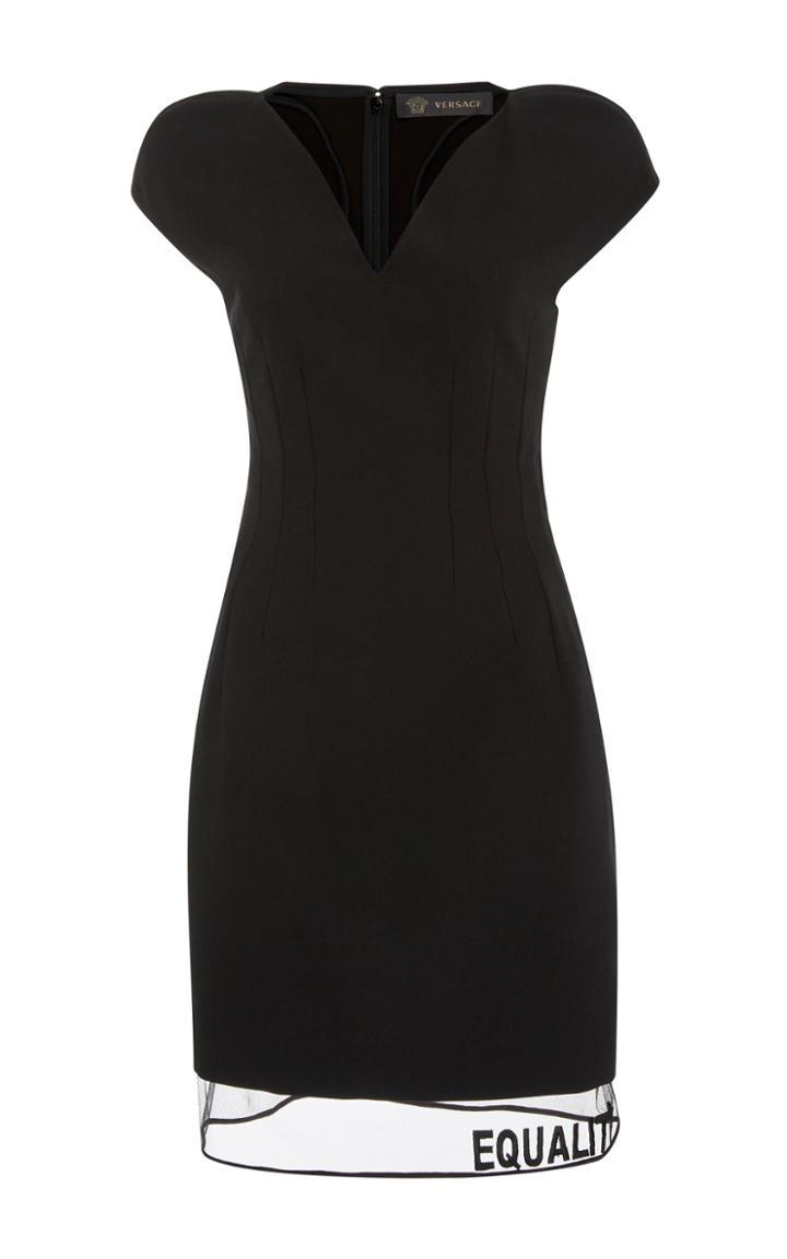 Versace V-neck Wool Crepe Dress