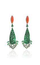 Wendy Yue 18k Green Jade And Coral Earrings