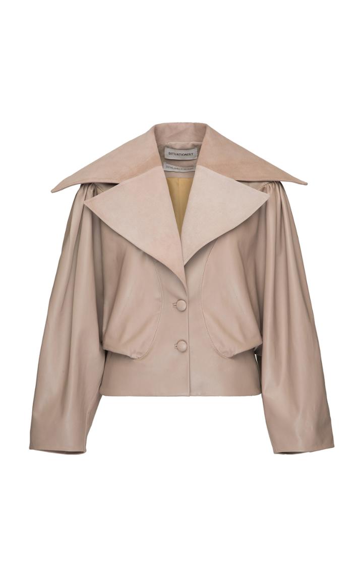 Situationist Cropped Oversized Leather Jacket