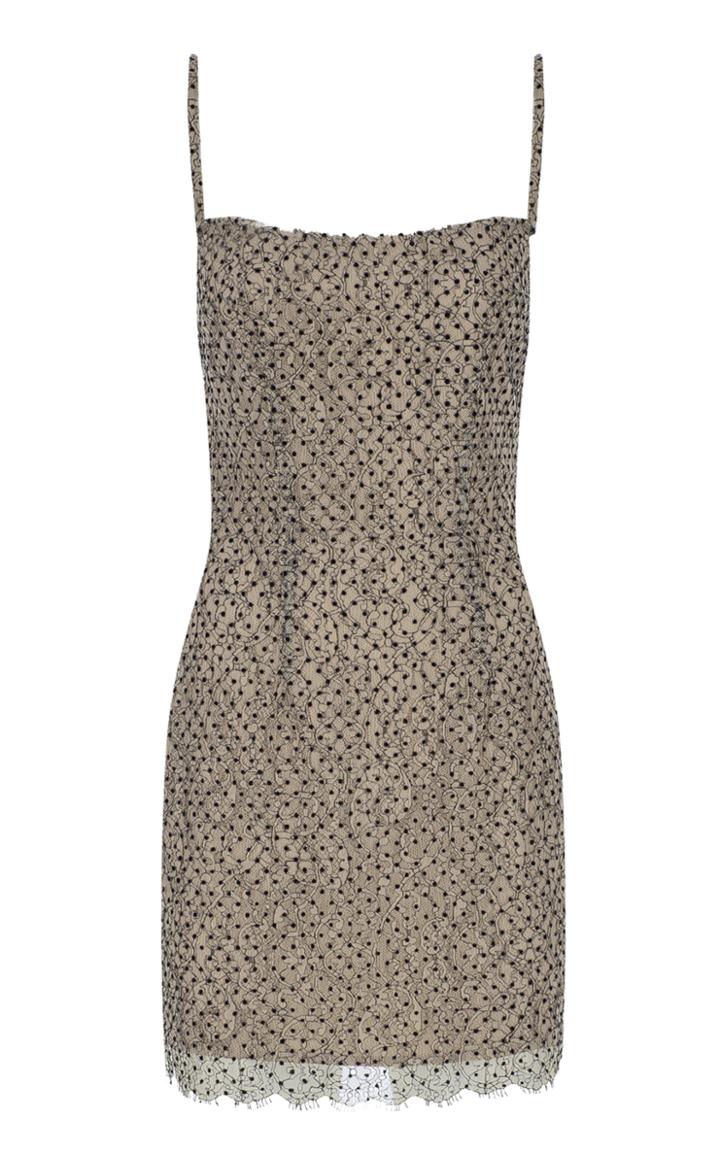Moda Operandi Zeynep Aray Polka Dot Lace Bodycon Dress