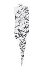 Balmain Asymmetric Marble Intarsia-knit Dress