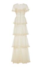 Georges Hobeika Short Sleeve Tiered Tulle Dress