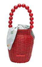 Loeffler Randall Louise Wicker Rattan Tote With Floral-printed Fabric Insert