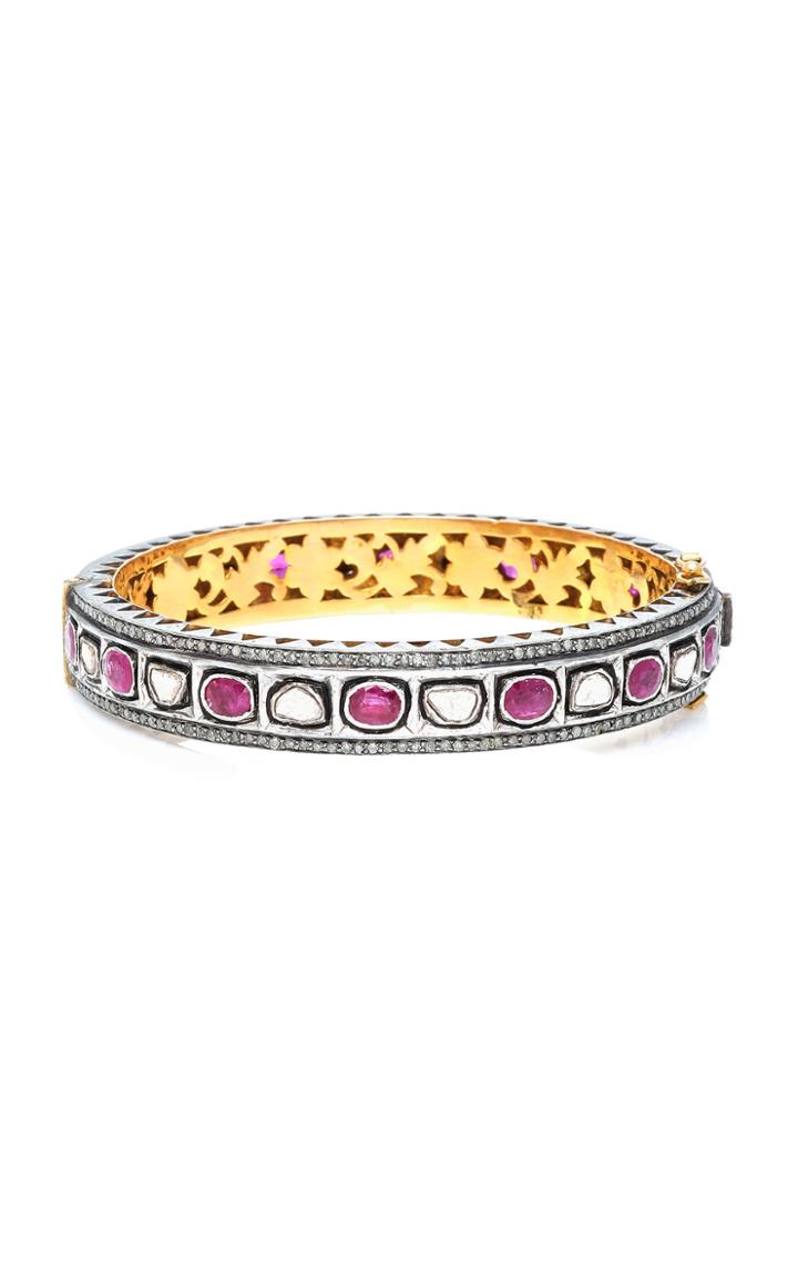 Sanjay Kasliwal 14k Gold Silver Ruby And Diamond Bracelet
