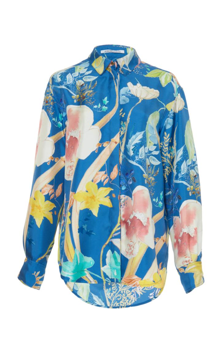 Agnona Floral Twill Boyfriend Shirt