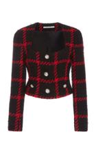 Alessandra Rich Cropped Checked Tweed Jacket
