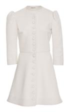 Lein Wool Button Front Mini Dress