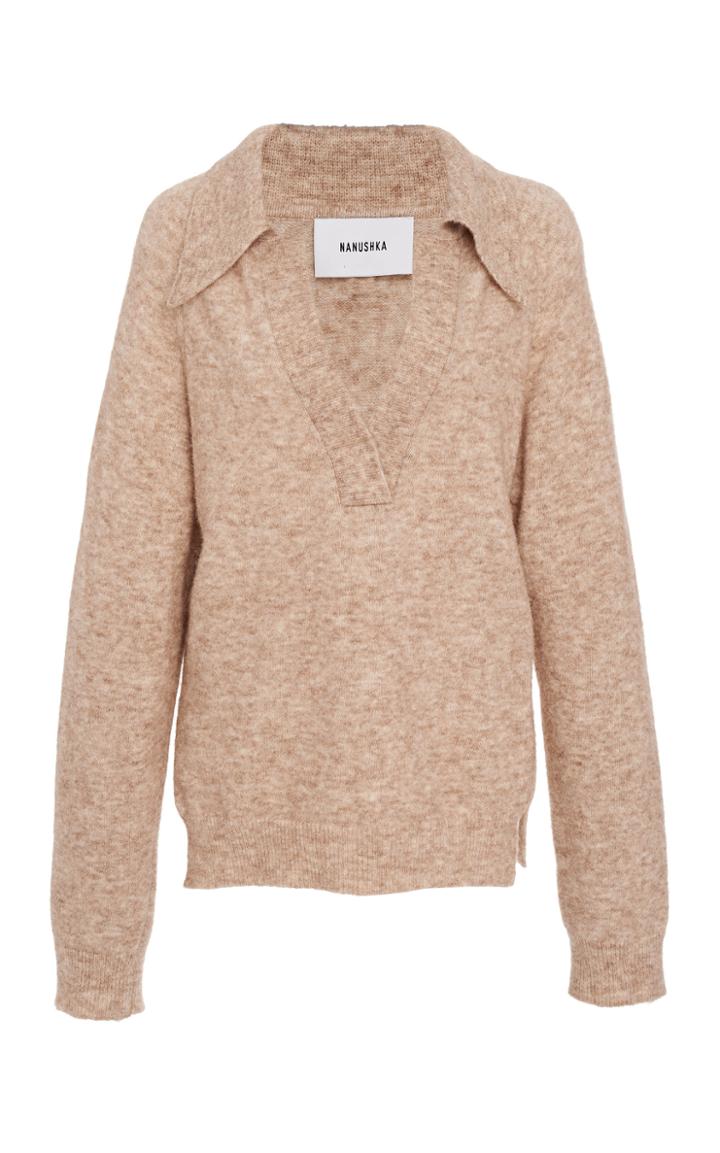 Nanushka Bambi Collared V-neck Sweater