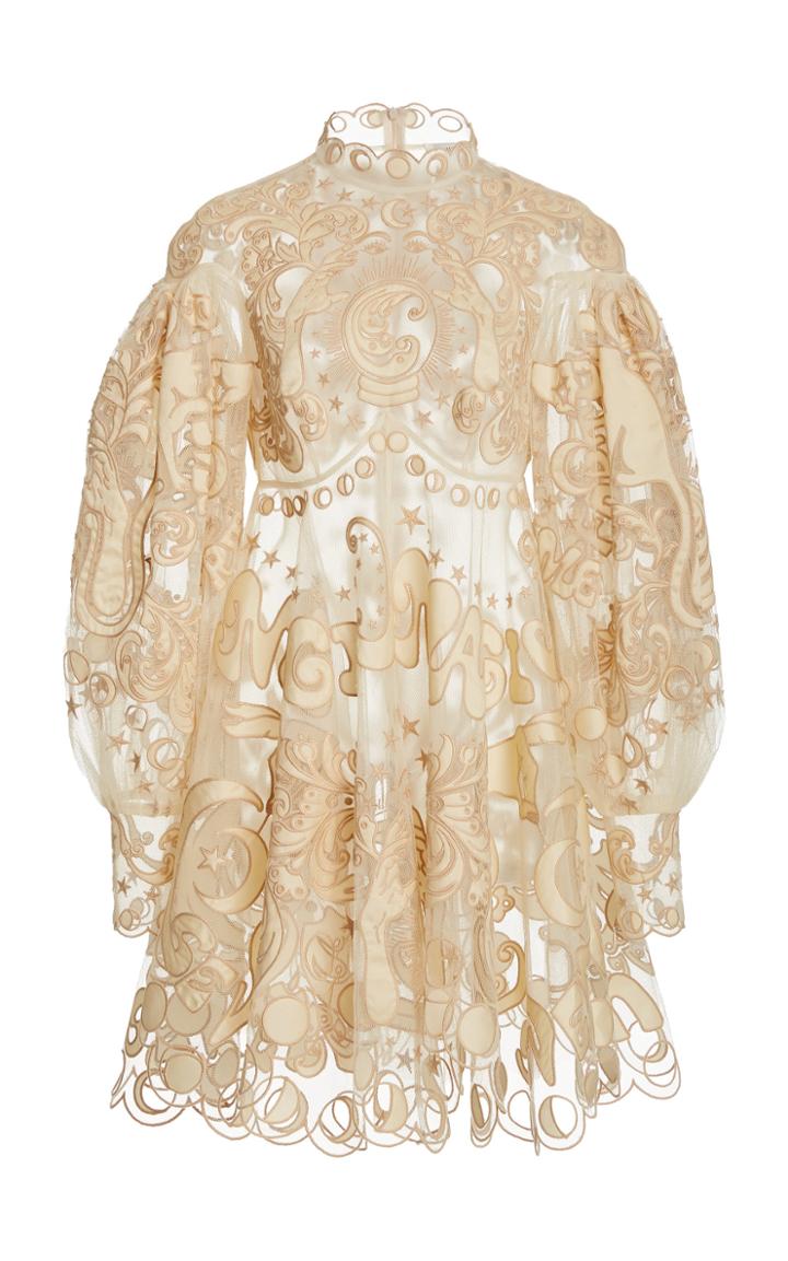 Zimmermann Ladybeetle Fortune Appliqud Tulle Mini Dress