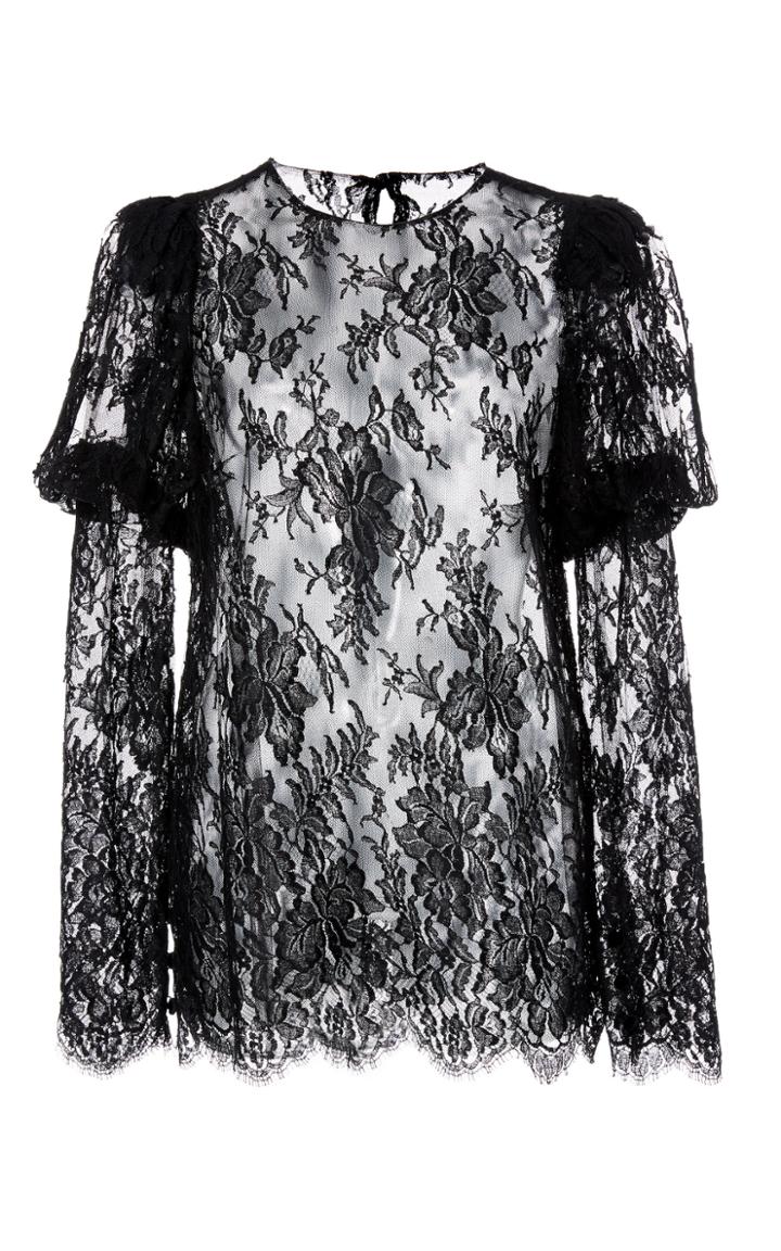 Monique Lhuillier Long Sleeve Lace Cotton-blend Blouse