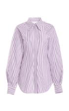 Moda Operandi Victoria Beckham Collar-detailed Tapered Striped Cotton Shirt
