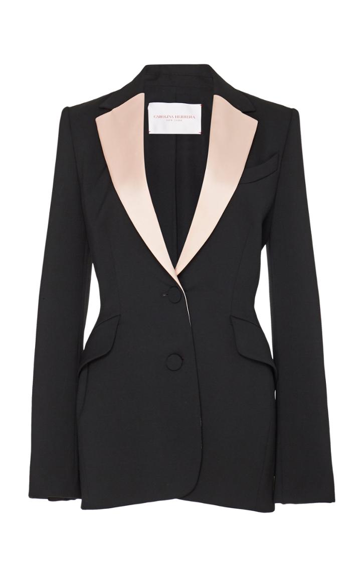 Carolina Herrera Two-tone Wool-blend Crepe Blazer