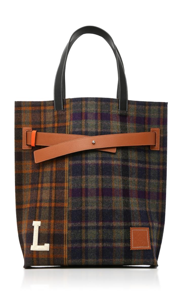 Loewe Vertical Plaid Tote Bag