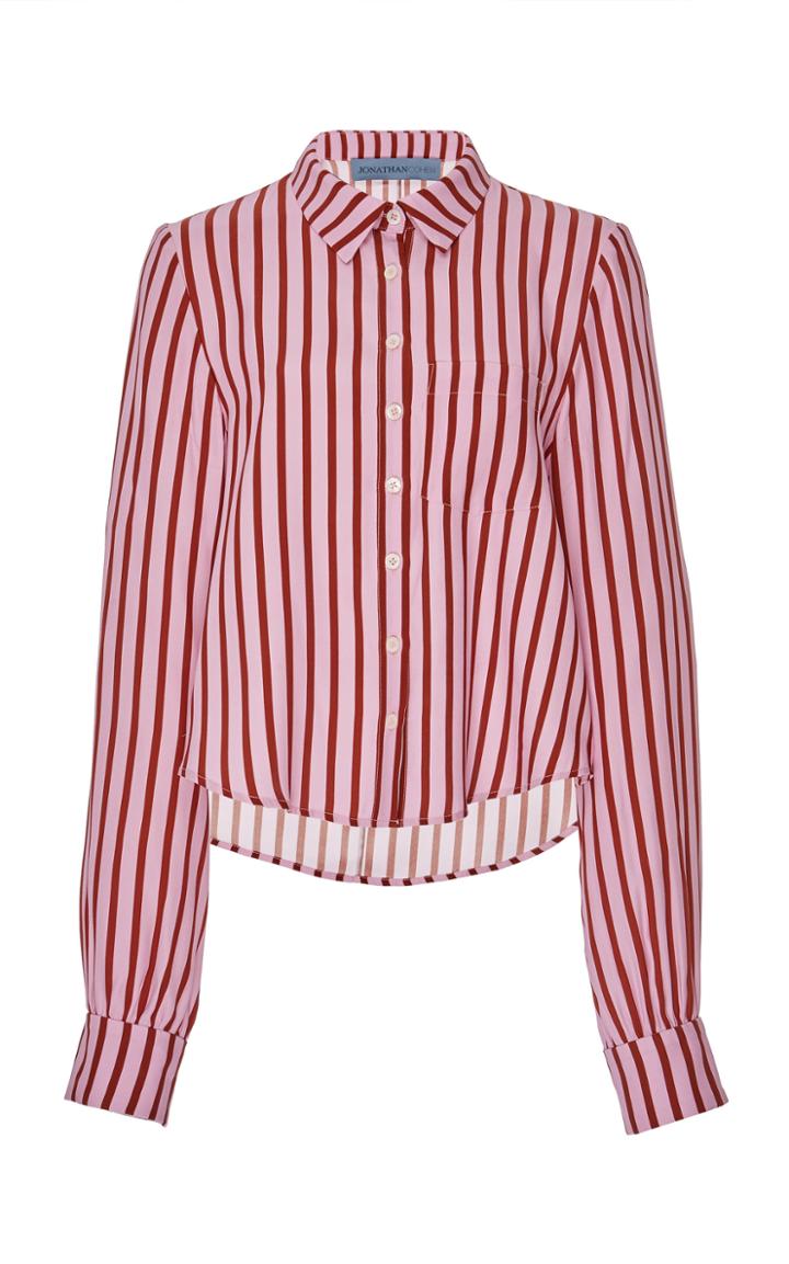 Jonathan Cohen Striped Button Down Silk Shirt