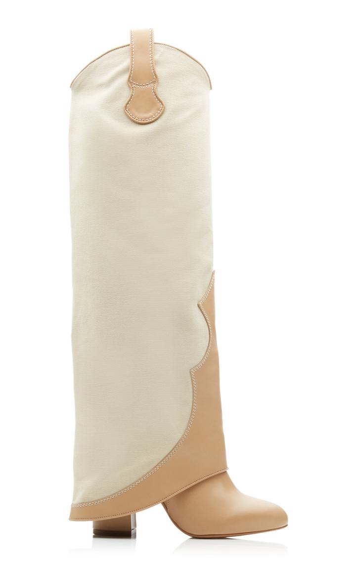 Tabitha Simmons X Johanna Ortiz Blake Leather-paneled Canvas Knee Boot