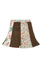 Red Valentino Wool Shorts With Contrasting Floral Panels