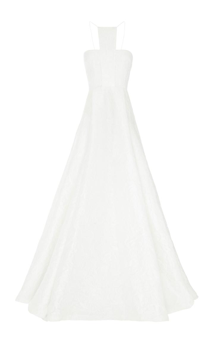 Alex Perry Aiden Floral Brocade Halter Gown
