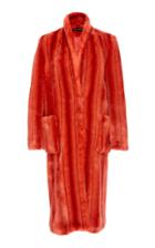 Sally Lapointe Striped Faux Fur Tailored Coat
