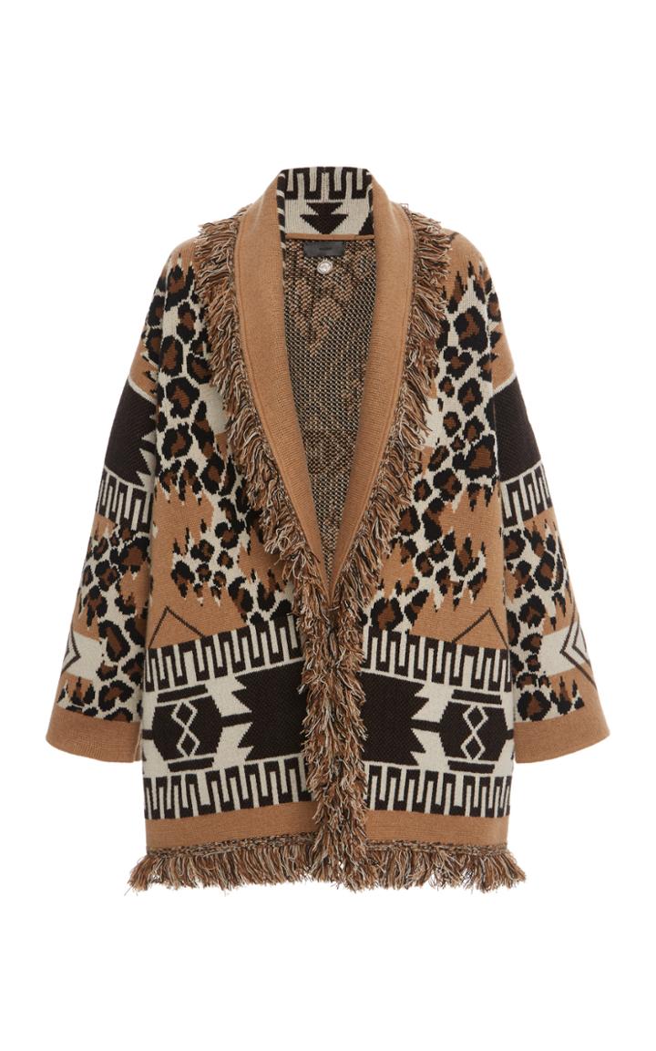 Moda Operandi Alanui Icon Fringed Jacquard-knit Cashmere-blend Cardigan