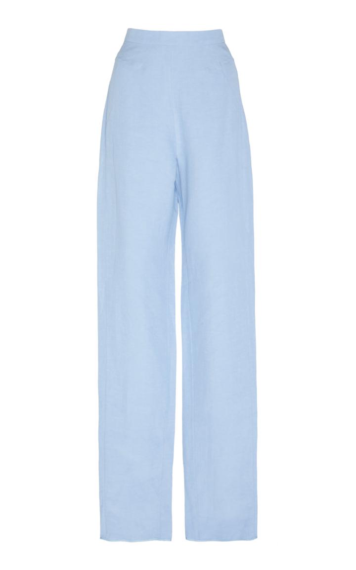Noon By Noor Rickie Straight Leg Silk And Linen Blend Pants