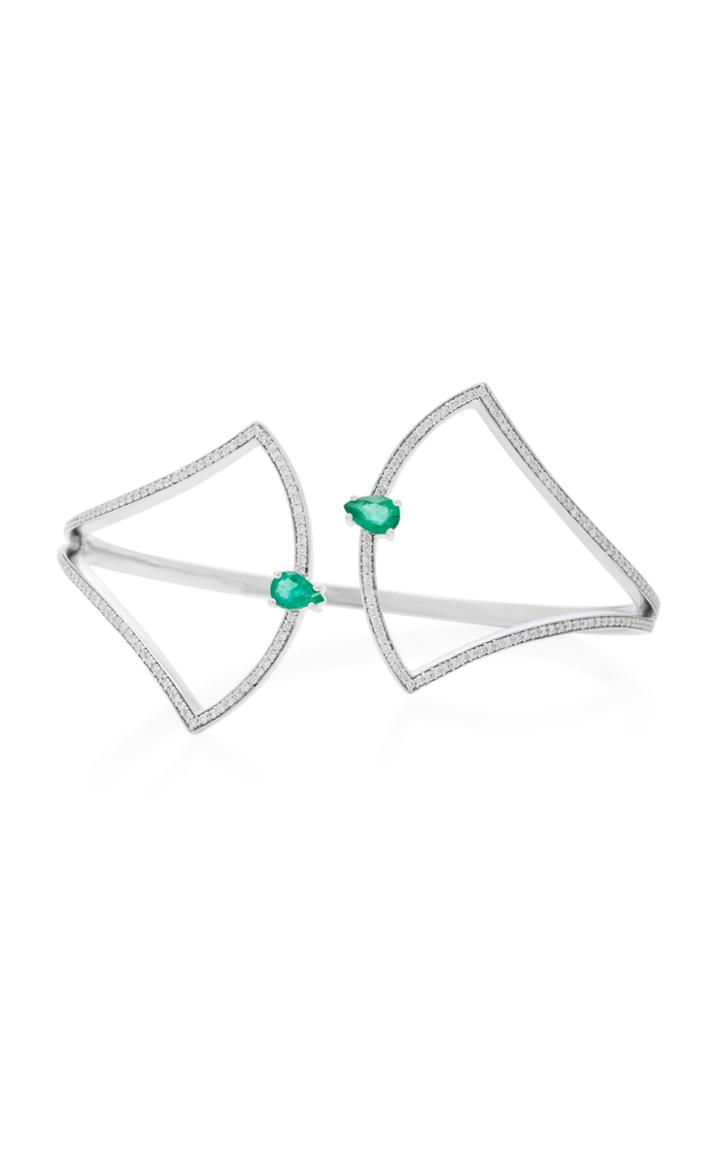 Hueb Spectrum 18k White Gold Diamond And Emerald Bracelet