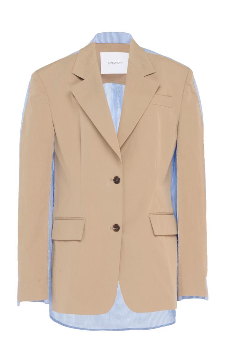 Pushbutton Shirt-back Cotton Blazer