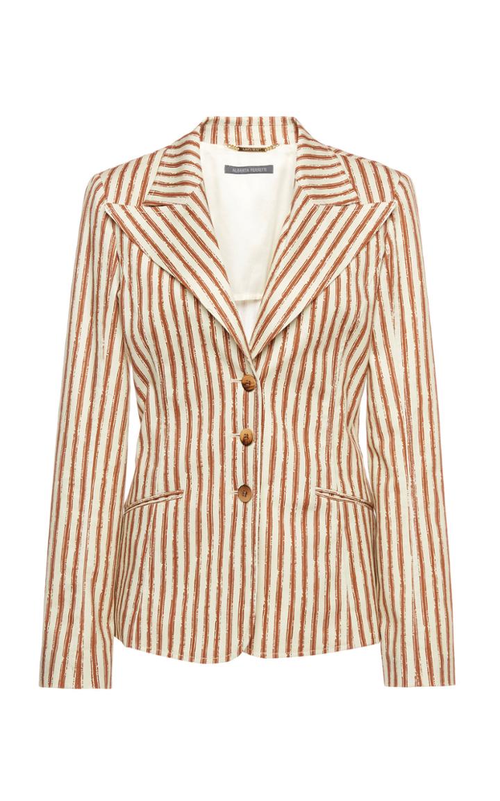 Moda Operandi Alberta Ferretti Striped Stretch Gabardine Blazer Size: 36