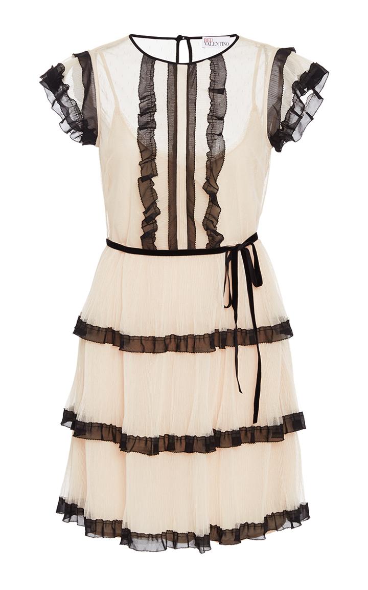 Red Valentino Short Sleeve Tiered Dress