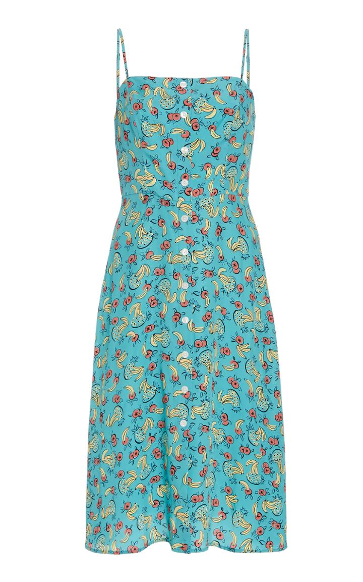 Hvn Atlanta Printed Woven-silk Knee-length Dress