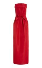 Moda Operandi Oscar De La Renta Strapless Bow-detail Silk Column Gown