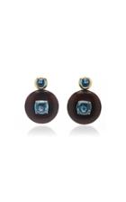 Maria Canale 18k Gold And Precious Wood Drop Disk Earrings