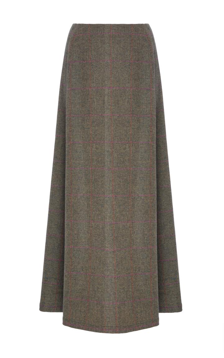 Christina Economou Flared Plaid Midi Skirt