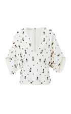 Narciso Rodriguez Embroidered Dolman Sleeve Structured Textured Crepe Top