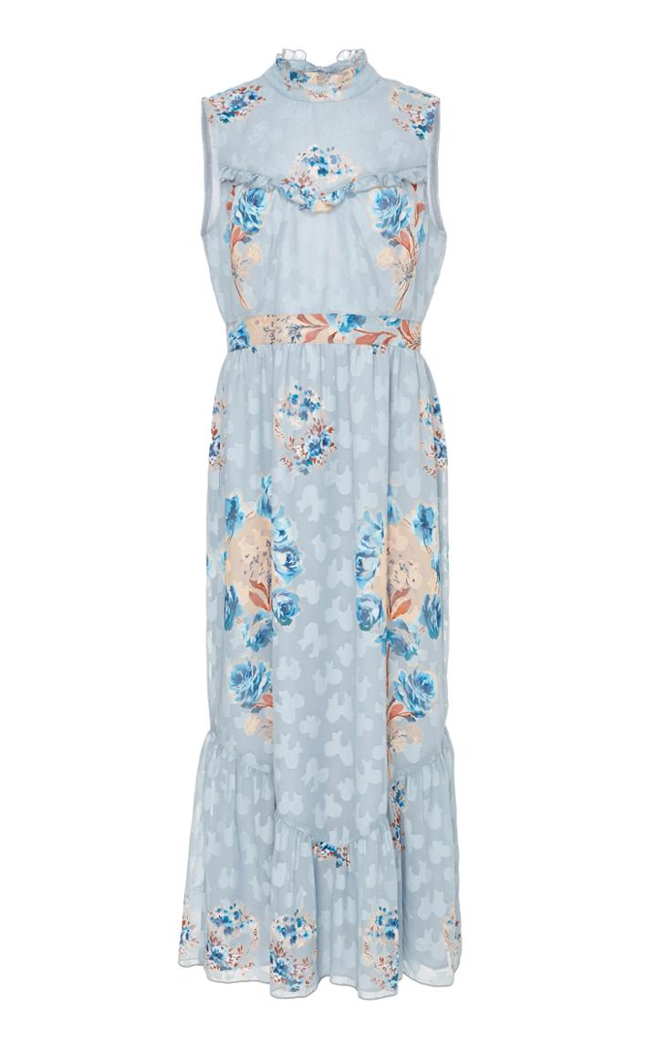 Anna Sui Decoupage Rose Border Jacquard Maxi Dress