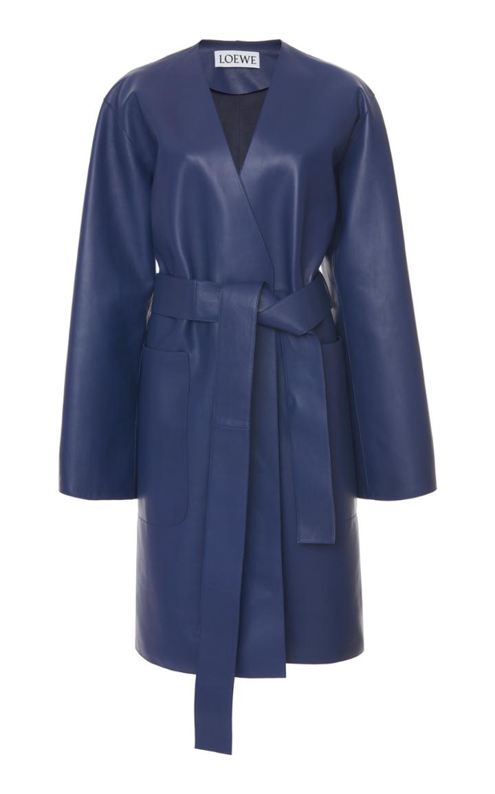 Moda Operandi Loewe Belted Leather Coat Size: 34