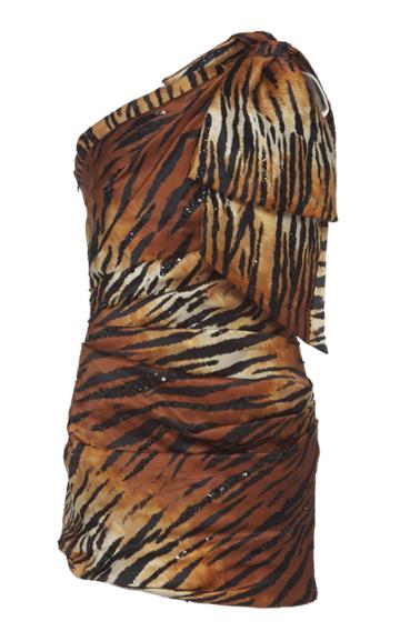Alexandre Vauthier Tiger Print Embellished Organza Dress