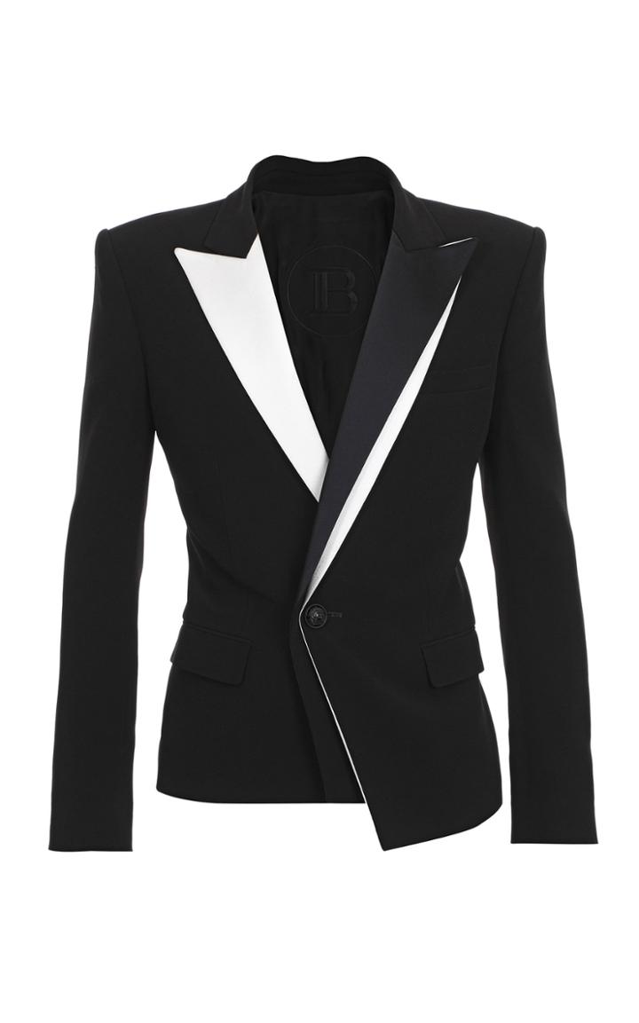Balmain Crepe And Satin Double Lapel Jacket