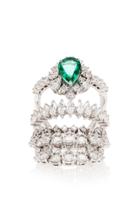 Moda Operandi Yeprem Four-tier Stack Illusion Diamond And Emerald Ring