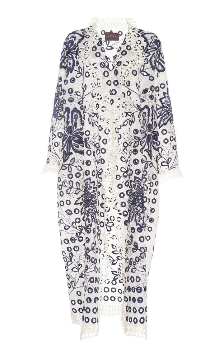 Biyan Rovine Embroidered Silk Eyelet Coat