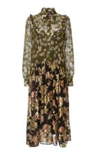 Rochas Mixed Rose Jacquard Dress