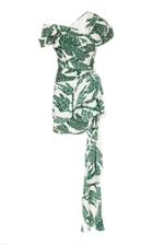 Oscar De La Renta Asymmetric Printed Silk-blend Mini Dress