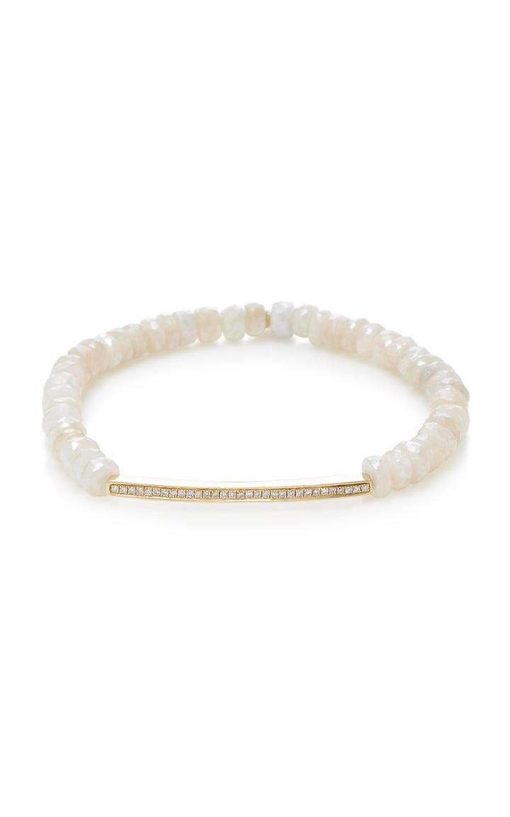 Sydney Evan Pave Bar Bead On White Sapphire Faceted Rondelles Bracelet
