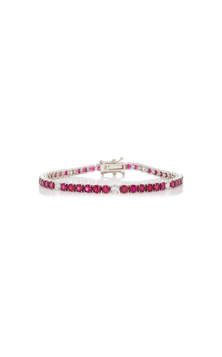 Moda Operandi Luisa Alexander 18k White Gold Ruby And Diamond Tennis Bracelet