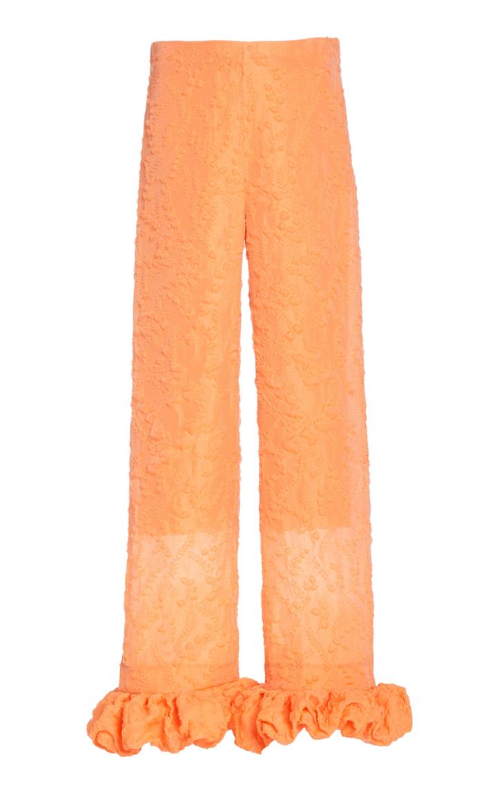 Moda Operandi Rosie Assoulin Ruffled Jacquard Straight-leg Pants