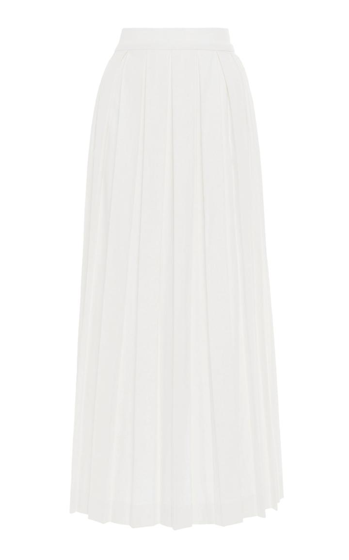 Moda Operandi Luisa Beccaria Pleated Linen-blend Skirt Size: 38