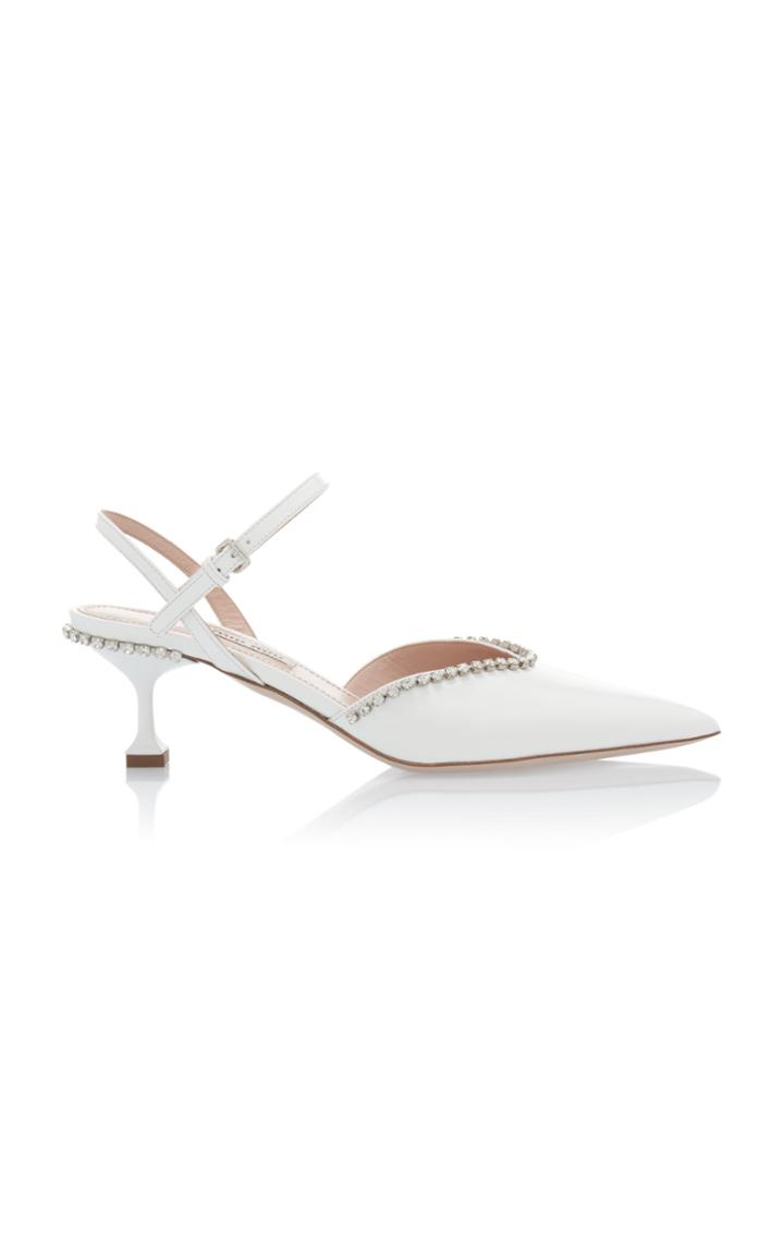 Miu Miu Embellished Patent Leather Kitten Heels